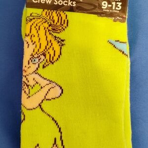 Green Casual Crew Socks with Ribbed Top